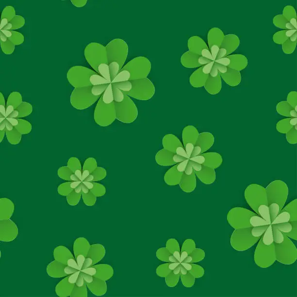 Vector illustration of Seamless pattern with clover leaves for St Patrick's Day party.