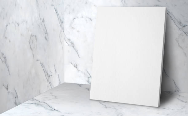 istock Blank poster at corner studio room with marble wall and floor background,Mock up studio room for display or montage of product for advertising on media,Business presentation 924724476