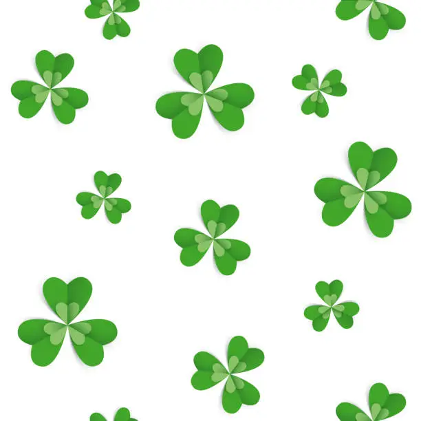 Vector illustration of Seamless pattern with clover leaves for St Patrick's Day party.