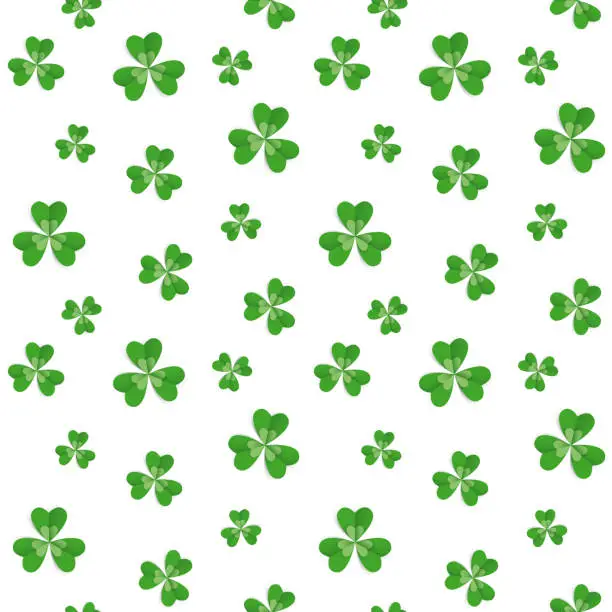 Vector illustration of Seamless pattern with clover leaves for St Patrick's Day party.