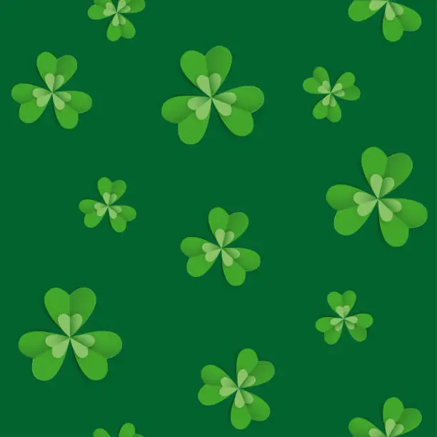 Vector illustration of Seamless pattern with clover leaves for St Patrick's Day party.