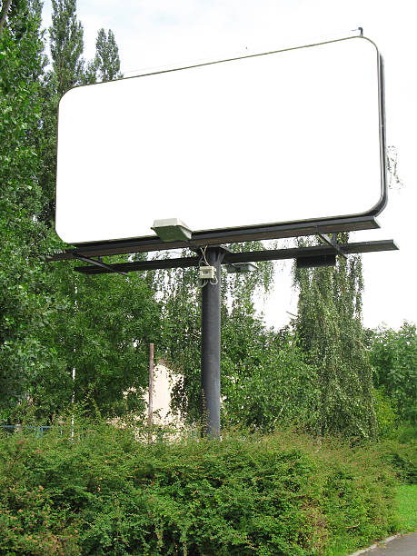 city blank billboard [ mit der path ] - metal billboard adboard marketing stock-fotos und bilder