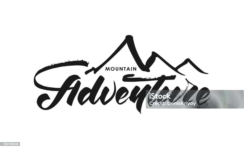 Hand drawn Modern brush lettering composition of Mountain adventure. Vector illustration: Hand drawn Modern brush lettering composition of Mountain adventure. Adventure stock vector