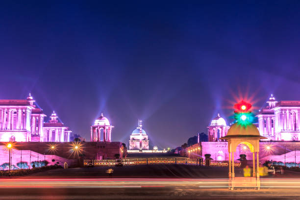 rashtrapati bhavan (casa do presidente) em nova deli na índia - rajpath - fotografias e filmes do acervo