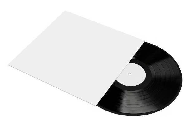 alte vinyl record platte in leere hülle mit freiem speicherplatz für ihr design. 3d rendering - schallplatte hülle stock-fotos und bilder