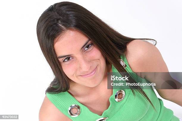 Foto de Closeup De Um Adolescente Em Verde Com Um Sorriso Mais Branco e mais fotos de stock de Adolescente