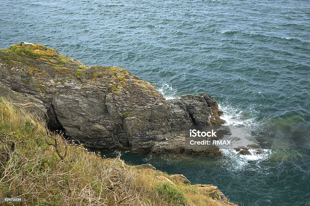 Coastal outcrop  Blue Stock Photo