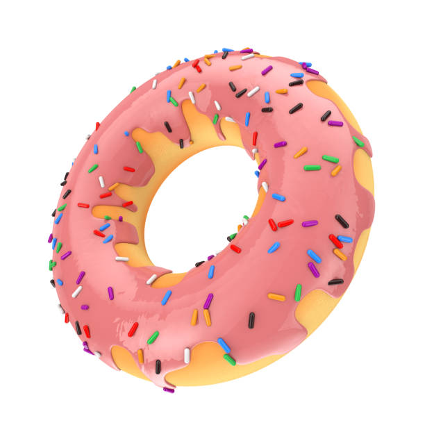 istock Big Strawberry Pink Glazed Donut with Color Sprinkles. 3d Rendering 924732168
