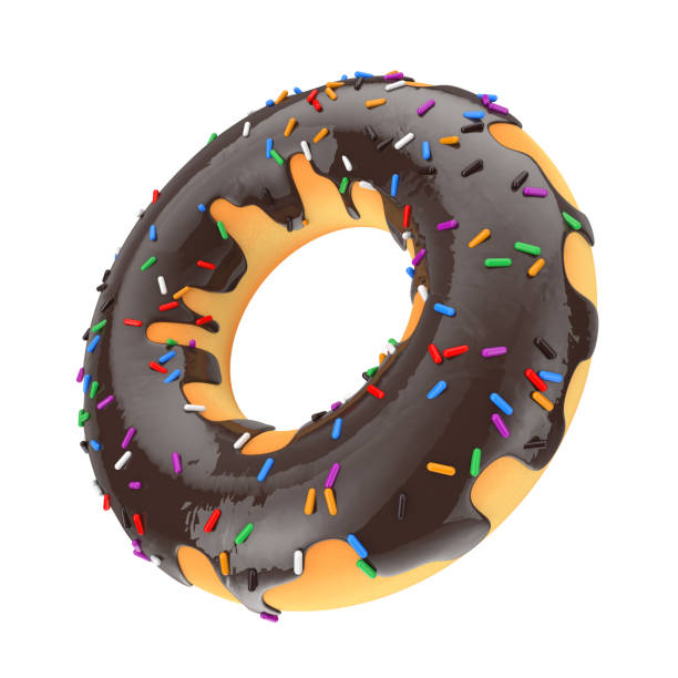 istock Big Chocolate Glazed Donut with Color Sprinkles. 3d Rendering 924732294