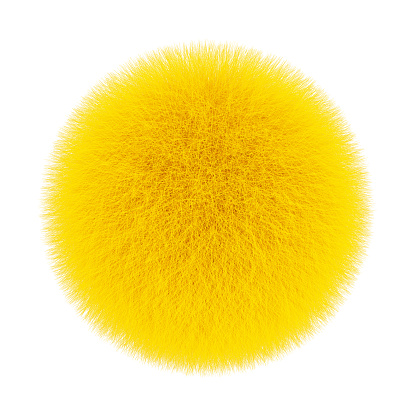 Yellow Fur Hair Ball on a white background. 3d Rendering