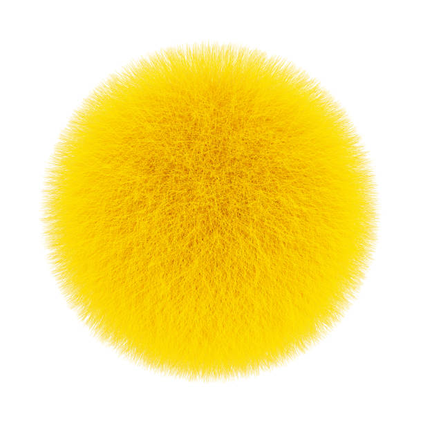 Yellow Fur Hair Ball. 3d Rendering stock photo