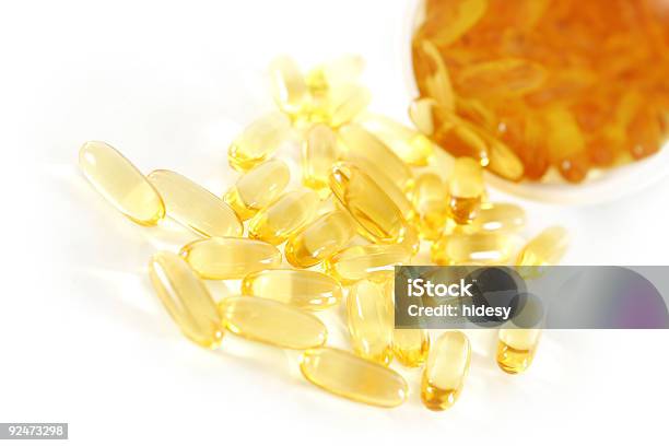 Fish Oil Tablets Stock Photo - Download Image Now - Bottle, Brightly Lit, Capsule - Medicine