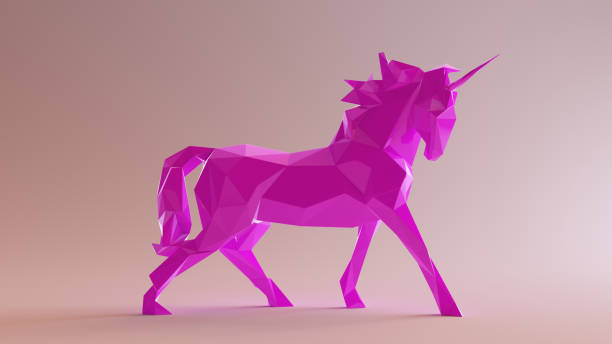 istock Pink Unicorn made out of triangles 924737272
