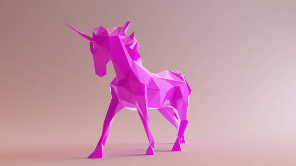 istock Pink Unicorn made out of triangles 924737324