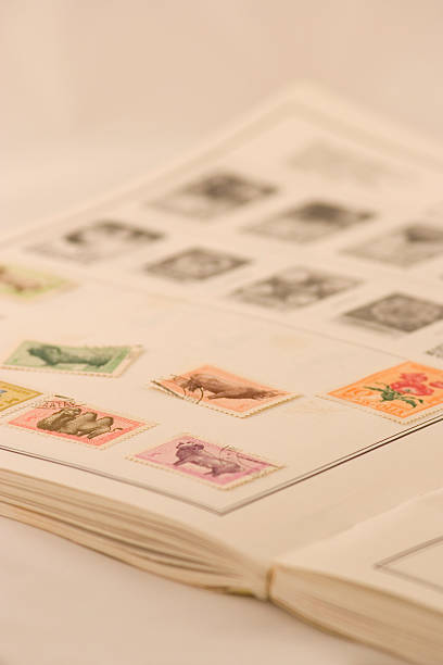 Book with Mongolian Stamp Collection stock photo