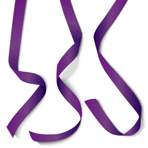 illustrazioni stock, clip art, cartoni animati e icone di tendenza di nastri viola realistici vettoriali 3d. isolato su sfondo bianco. - aids awareness ribbon ribbon bow cut out