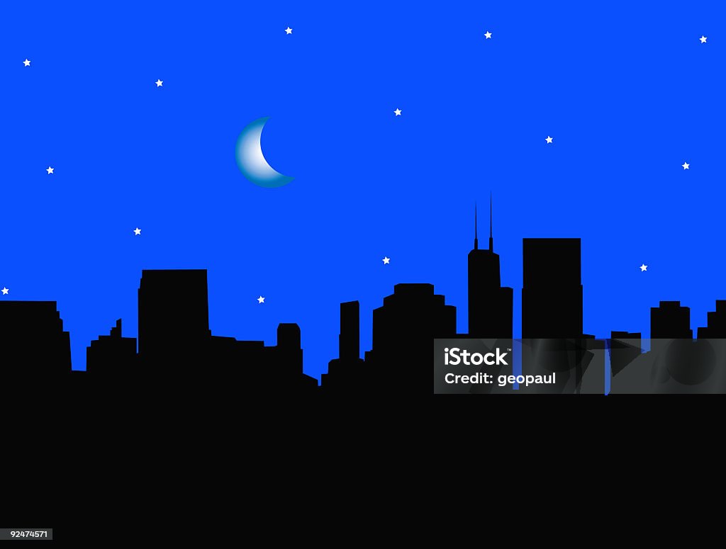 Skyline della città-vettoriale - Illustrazione stock royalty-free di Notte