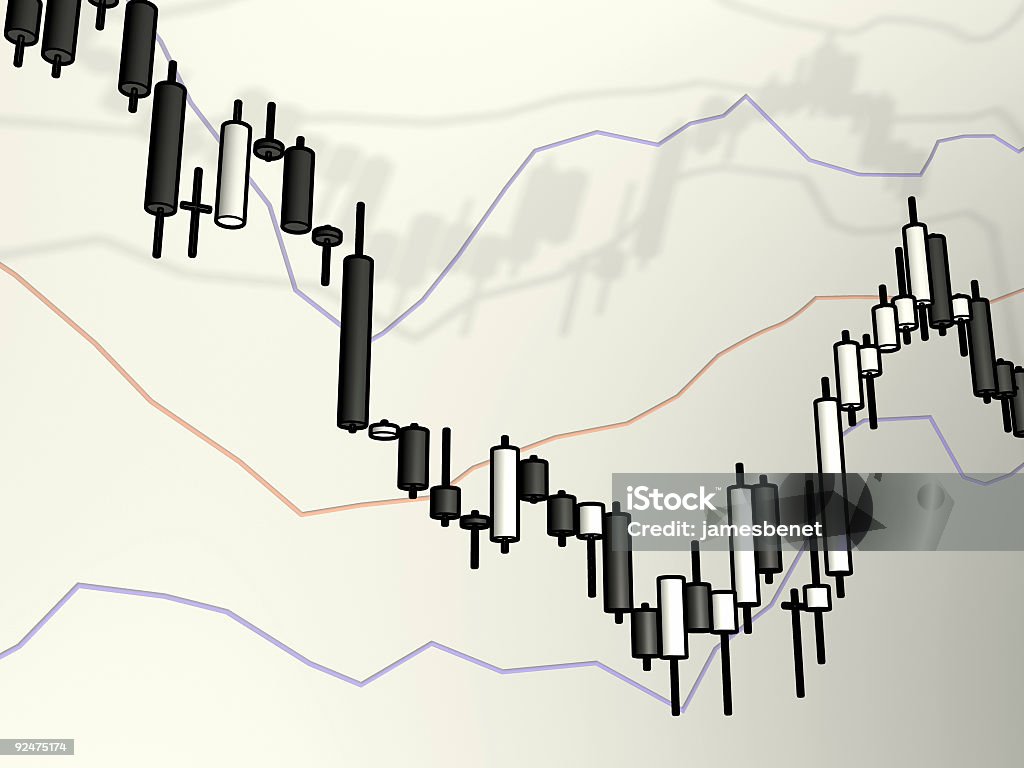 캔들 막대형 차트 Uptrend 스케치. - 로열티 프리 증권 시장과 거래소 스톡 사진