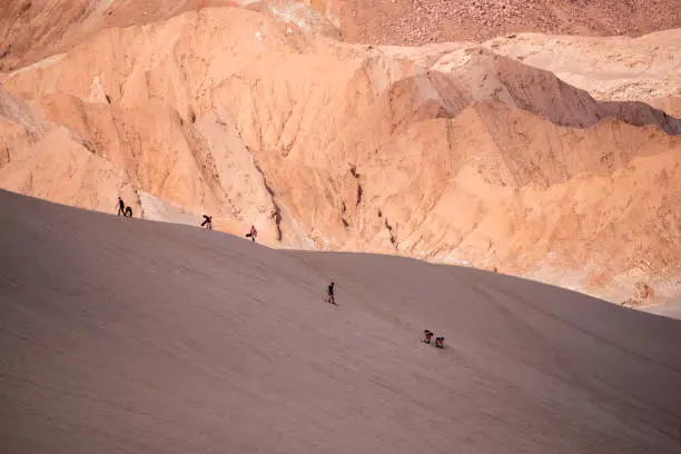 Sand boarding in Valle de Marte (Mars Valley ) - Atacama desert