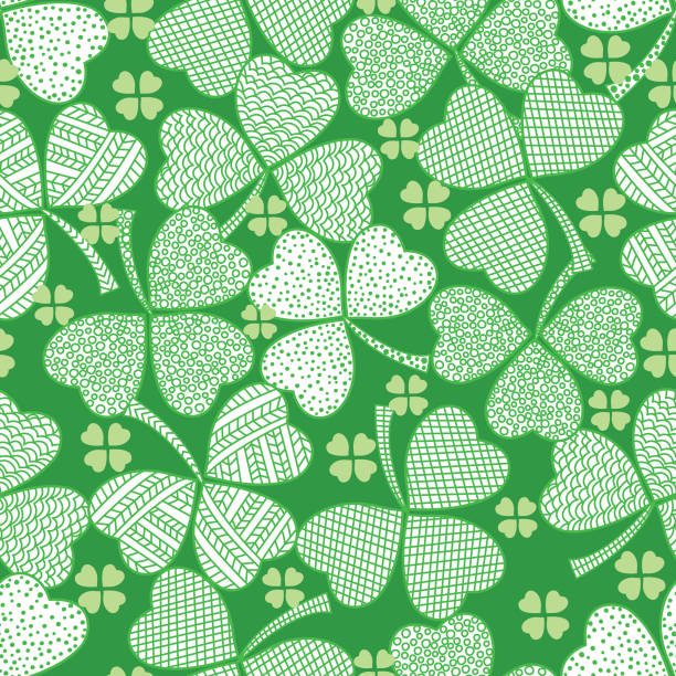 ilustrações, clipart, desenhos animados e ícones de padrão sem emenda do trevo. - clover leaf green spirituality