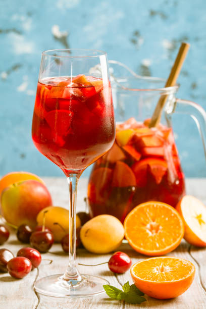 istock Refreshing sangria or punch with fruit 924756114