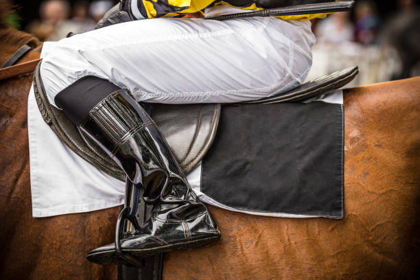 istock Race horse with jockey, close-up 924759736
