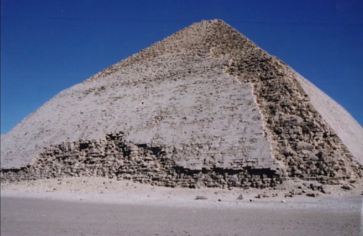 The pyramids with a blue sky in a desert area