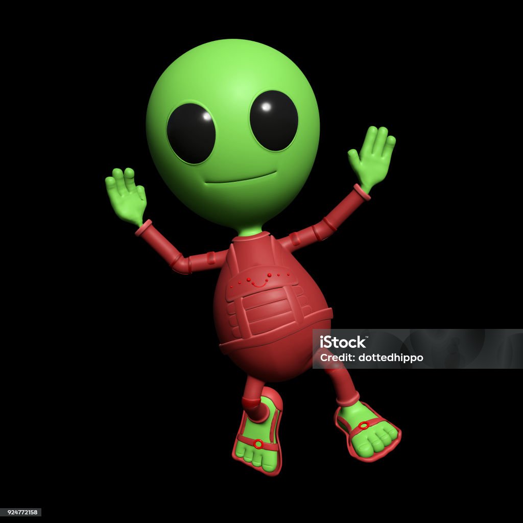 Nhân Vật Hoạt Hình Người Ngoài Hành Tinh Nhỏ Dễ Thương Đang Vui Vẻ ...