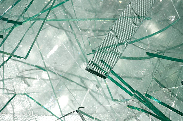 Heap of broken glass ready for recycling