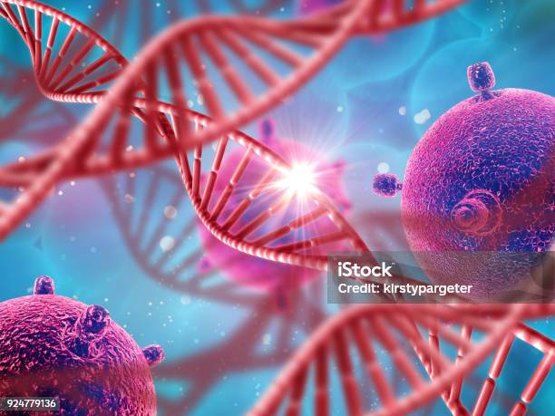 Dna鎖とウイルス細胞を用いて3d医療背景 - DNAのストックフォトや画像を多数ご用意 - DNA, 病気, 3D