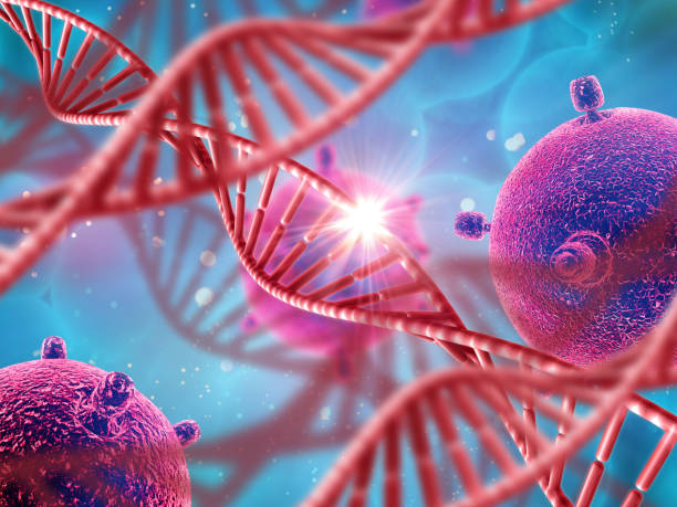 istock 3D medical background with DNA strands and virus cells 924779136