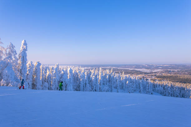 istock Snowy ski slope view from Sotkamo, Finland. 924785552