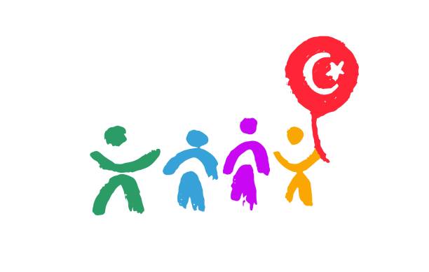 23 4 월 터키에서 국가 주권과 어린이 하루. - april stock illustrations