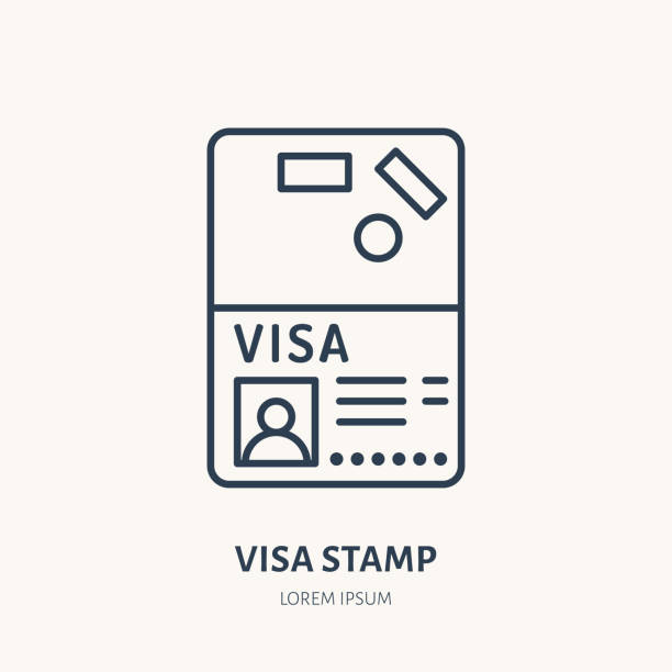 Documents, identity vector flat line icon. Visa stamp, passport sign Documents identity vector flat line icon. Visa stamp, passport sign. emigration & immigration stock illustrations
