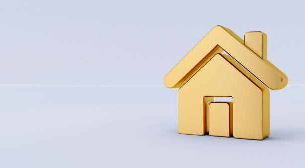 istock 3D rendering of a golden Home Icon on a white isolated background. 924792712
