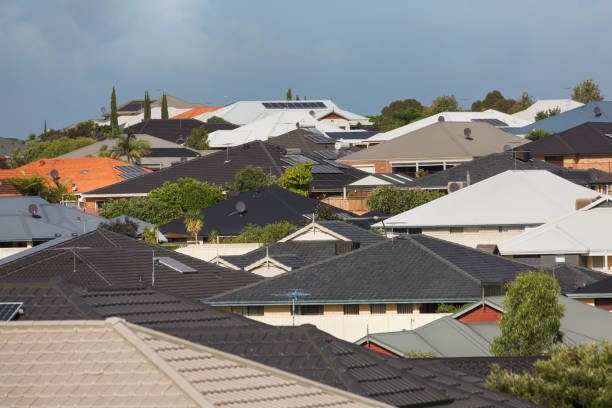 Roof tops in a a residential district - Australia.