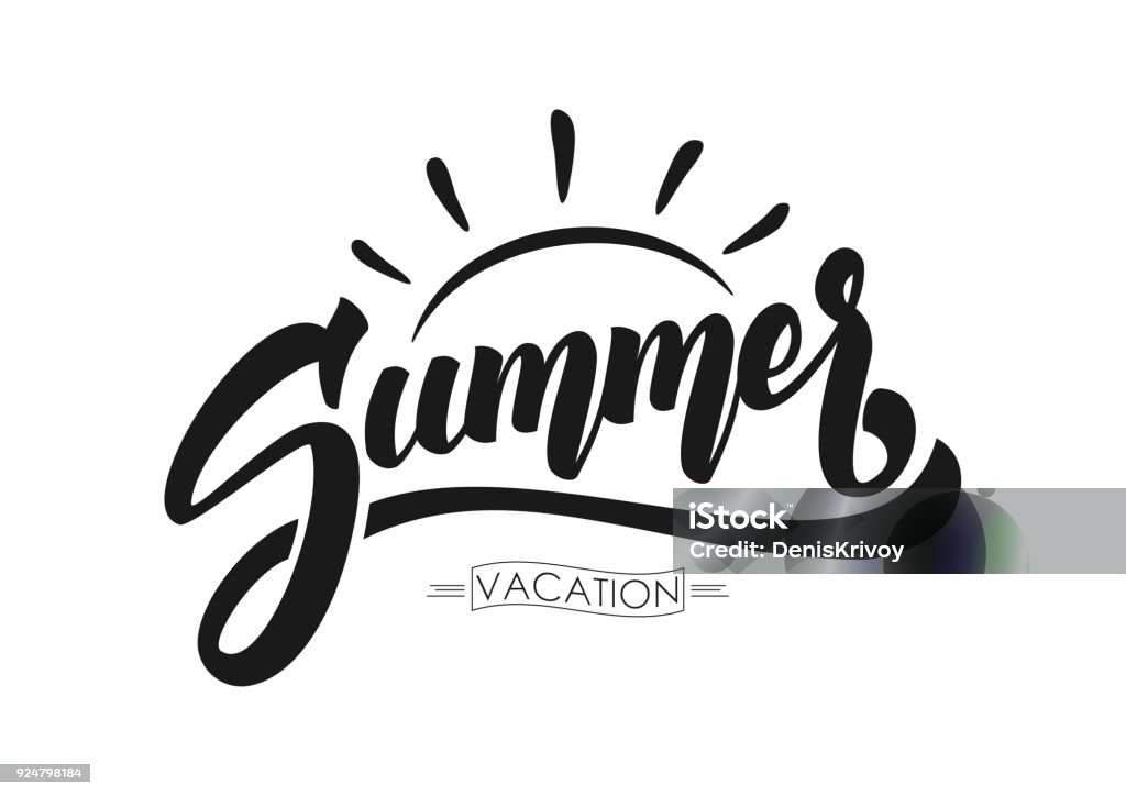 Vector illustration: Brush lettering composition of Summer Vacation isolated on white background Vector illustration: Brush lettering composition of Summer Vacation isolated on white background. Summer stock vector