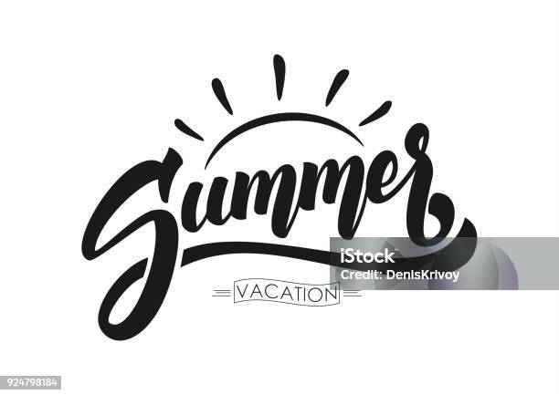 Vector Illustration Brush Lettering Composition Of Summer Vacation Isolated On White Background Stock Illustration - Download Image Now