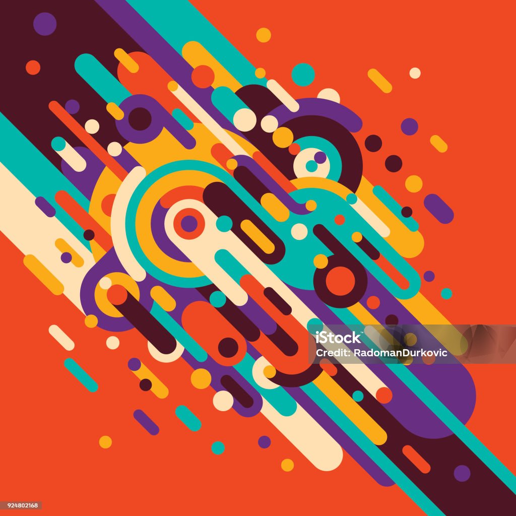 Colorful abstraction. Colorful abstraction in retro style, made of various rounded shapes and circles. Youthful background. Vector illustration. Abstract Backgrounds stock vector