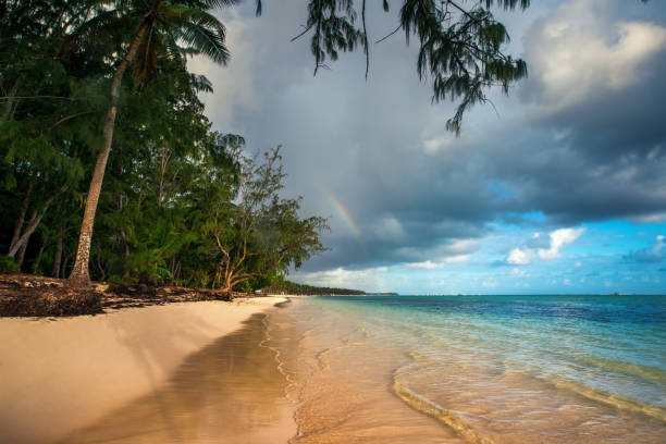 istock Rainbow over tropical beach Punta Cana, Dominican republic. 924802216