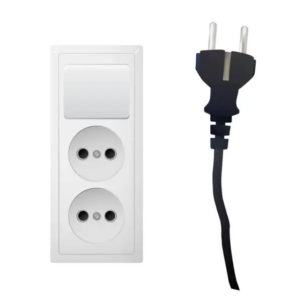 Vector illustration of Electric adapter with two plug and switch.