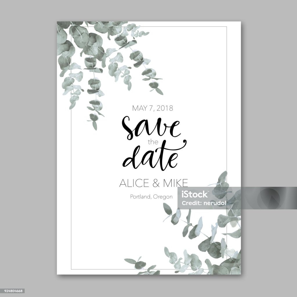 Plantilla ornamental con invitación - arte vectorial de Boda libre de derechos