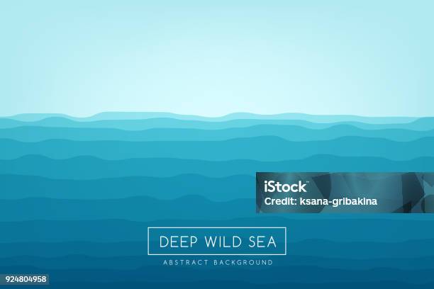 Sea Waves Background Blue Abstract Vector Banner Stock Illustration - Download Image Now - Sea, Water, Wave - Water