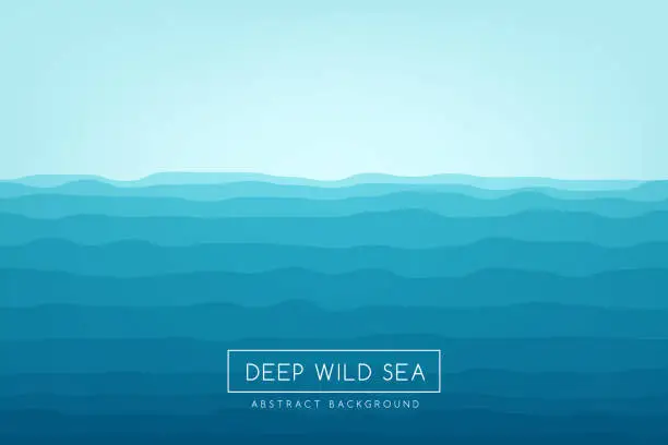 Vector illustration of Sea waves background. Blue abstract vector banner.