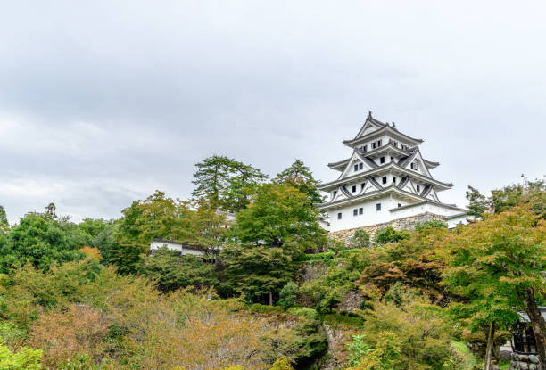 Gujo city, GIFU, JAPAN - October 12 2017: Scenery of the Gujo hachiman castle