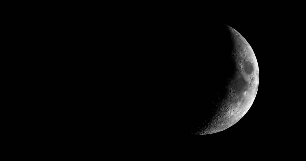 istock High contrast Waxing crescent moon seen with telescope 924806050