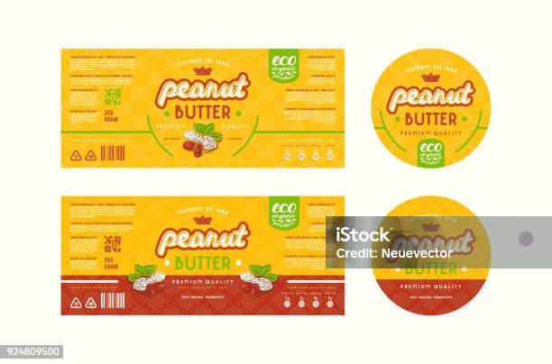 Set Of Templates Label For Peanut Butter Stock Illustration - Download Image Now - Nutrition Label, Peanut Butter, Label