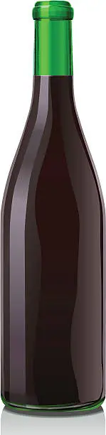 Vector illustration of Glass bottle with red wine. (serie of images)