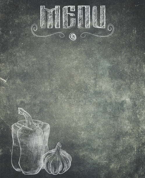 istock Old vintage paper with pepper and garlic. Restaurant Menu background 924817386