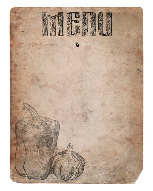 istock Vintage paper with hand drawn pepper and garlic. Restaurant Menu background 924820296